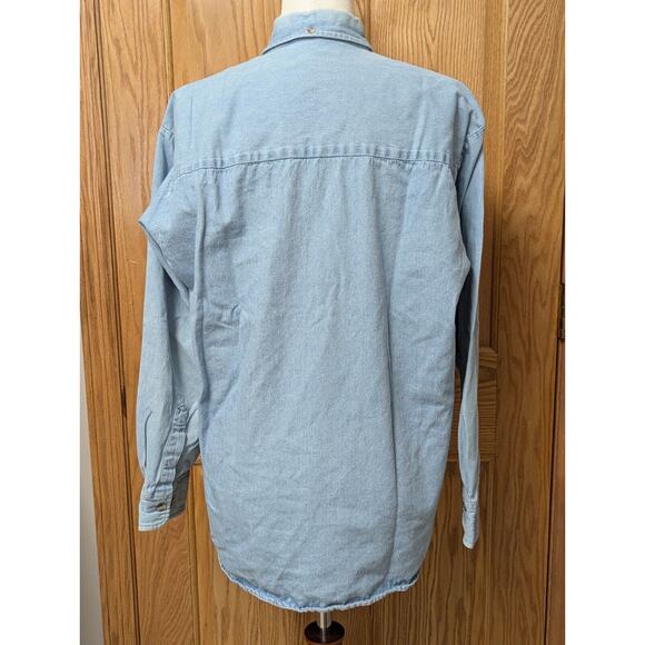 Vintage LA Loving Denim Shirt Womans Sz Medium Long Sleeve Button Down USA Flag - Picture 4 of 11
